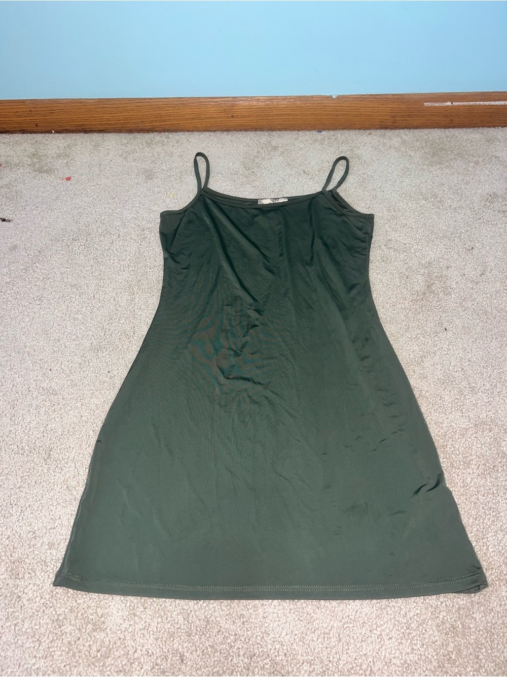 Blu Pepper Olive Green Satin Slip Dress